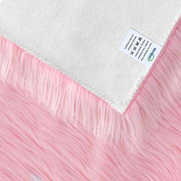 Noahas Fluffy 2x3 Faux Fur Rugs,Pink Rugs for Bedroom Girls,Fuzzy Small Bedroom Rug Washable,Shaggy Sheepskin Rug,Furry Kids Carpet Shag Area Rug,Soft Throw Rugs for Living Room Decor
