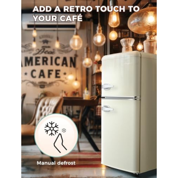 Anypro 3.2 Cu.Ft Compact Refrigerator, Mini Fridge with Freezer, Retro Double Door Small Fridge, 7 AdjustableTemperature Setting, Removable Shelves, Small Refrigerator for Dorm, Office, Bedroom, White
