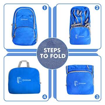 ZOMAKE Lightweight Packable Backpack 30L, Foldable Hiking Backpacks Water Resistant Compact Folding Daypack for Travel(Dark Blue)
