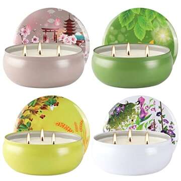 Citronella Candles Outdoor Large 3 Wick Scented Gift Soy Wax Candle for Home Outside Porch Patio, 4 Packs