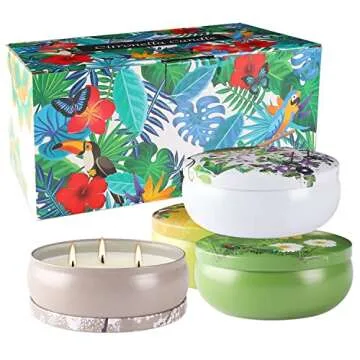 Citronella Candles Outdoor Large 3 Wick Scented Gift Soy Wax Candle for Home Outside Porch Patio, 4 Packs