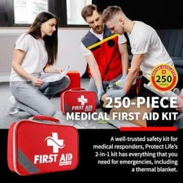 Protect Life First Aid Kit for Home/Business, HSA/FSA Eligible Emergency Kit | Medical First Aid Kit | Camping First Aid Kit Hiking | Small First Aid Kit for Car | Travel First Aid Kit Mini - 250pcs