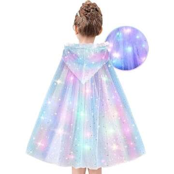 Henfei Princess Dresses for Girls Costume Toys Light UP Cape for Kids Adult Halloween Clothes for Li...