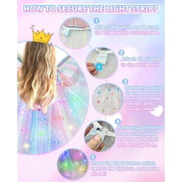 Henfei Princess Dresses for Girls Costume Toys Light UP Cape for Kids Adult Halloween Clothes for Little Girls Dress Up Gifts for 3 4 5 7 9 6 8 10 Year Old