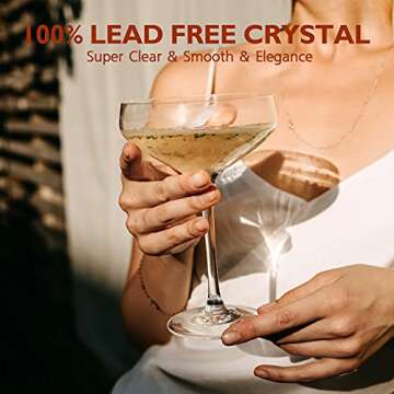 Chouggo Coupe Cocktail Glasses Set of 4 - Hand Blown Premium Crystal Martini Glasses for Bar, Martin...