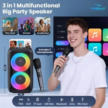 PWBSLAI Bluetooth Speaker - Portable Party Speaker with Colorful Lights