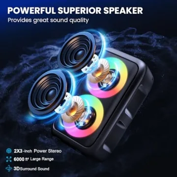 PWBSLAI Bluetooth Speaker with 2 Wireless Microphones