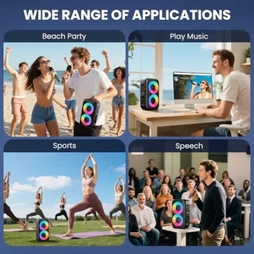 PWBSLAI Bluetooth Speaker with 2 Wireless Microphones