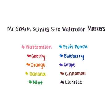 Mr. Sketch Scented Stix Markers, Fine Tip Marker, Assorted Colors, 10 Count