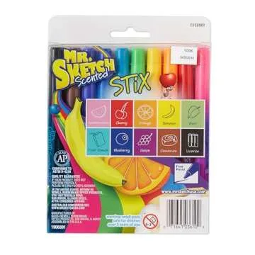 Mr. Sketch Scented Stix Markers, Fine Tip Marker, Assorted Colors, 10 Count