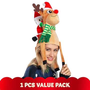 JOYIN Christmas Funny Christmas Hat, Reindeer Hat Santa Riding a Reindeer for Cute and Festive Chris...