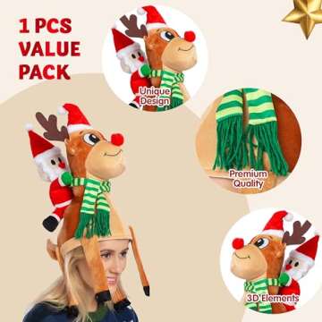 JOYIN Christmas Funny Christmas Hat, Reindeer Hat Santa Riding a Reindeer for Cute and Festive Christmas Party Gifts Dress Up Celebrations, Decorations, Costume Accessories