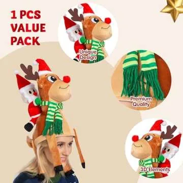 JOYIN Christmas Funny Christmas Hat, Reindeer Hat Santa Riding a Reindeer for Cute and Festive Christmas Party Gifts Dress Up Celebrations, Decorations, Costume Accessories