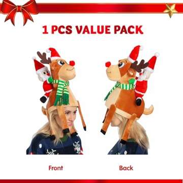 JOYIN Christmas Funny Christmas Hat, Reindeer Hat Santa Riding a Reindeer for Cute and Festive Christmas Party Gifts Dress Up Celebrations, Decorations, Costume Accessories