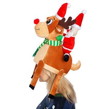 JOYIN Christmas Funny Christmas Hat, Reindeer Hat Santa Riding a Reindeer for Cute and Festive Christmas Party Gifts Dress Up Celebrations, Decorations, Costume Accessories
