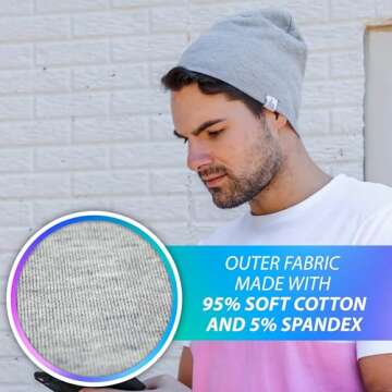 DefenderShield EMF Radiation Protection Beanie Cap - Blocks Wireless EMF & 5G Radiation (Gray Adult/Large)