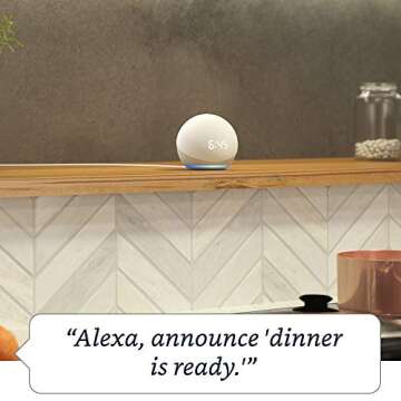 Echo Dot (4th Gen) with clock + Amazon Smart Plug | Glacier White