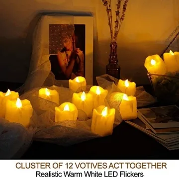 HOME MOST 12-Pack LED Votive Candles - Timed Flickering Ambiance