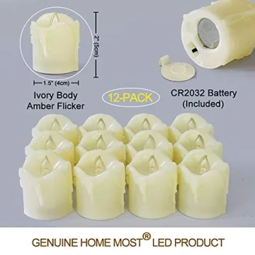 HOME MOST 12-Pack LED Votive Candles - Timed Flickering Ambiance