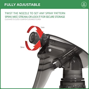 Bar5F Plastic Spray Bottle 12 oz Leak Proof Adjustable Trigger