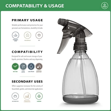 Bar5F Plastic Spray Bottle 12 oz Leak Proof Adjustable Trigger