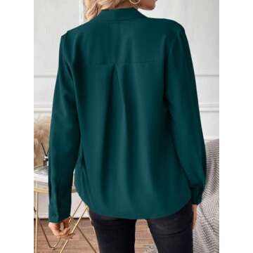 Astylish Women's Bow Tie Neck Long Sleeve Dressy Elegant Office Work Blouse Shirt Tops 2024 Sea Green Large