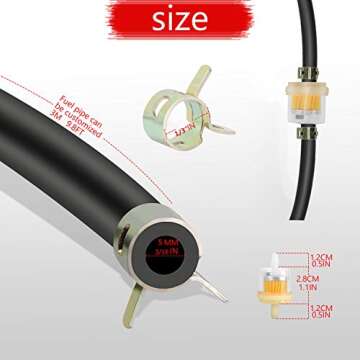 Cococart 9.85-Feet/3m Length Stretchy 3/16 Inch ID Fuel Line+20pcs 1/3" ID Hose Clamps for Kawasaki Kohler Briggs & Stratton Small Engines