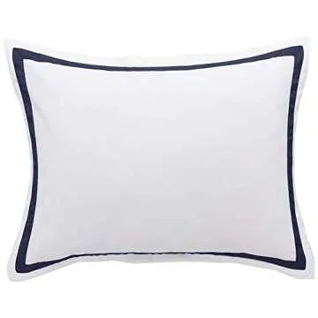 Amazon Basics Ribbon Embellishment Comforter Set - Soft, Easy-Wash Microfiber - Twin/Twin XL, Navy Blue