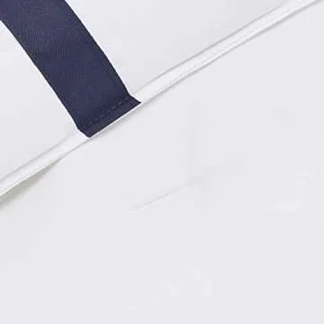 Amazon Basics Ribbon Embellishment Comforter Set - Soft, Easy-Wash Microfiber - Twin/Twin XL, Navy Blue