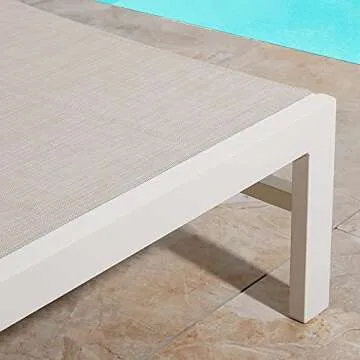 Ulax furniture Outdoor Lounge Chair, Aluminum Chaise Chair, Adjustable Lounger Recliner with Wheels and Padded Quick Dry Foam for Patio (2 x Chair, Beige)