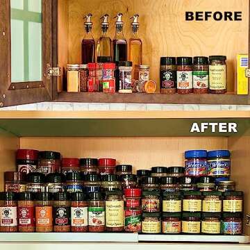 CiWiVOKi 3 Tier Expandable Spice Rack Organizer, White/Grey Plastic Spice Rack, Adjustable Length 14.6In-25.8In, 2 Pack Non-Skid Tiered Spice Shelf Organizer for Kitchen Cabinet, Cupboard, Pantry