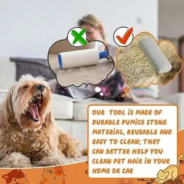 Abbylike 6 Pcs Pet Hair Remover Gray Pumice Stone Car Pet Hair Removal Tool for Bedding Carpet Couch Furniture Cleaning(5.3 x 2 x 1.4 Inch)