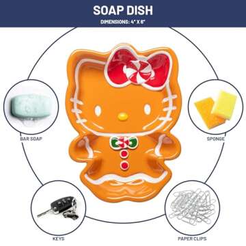 Jay Franco Hello Kitty Gingerbread Cookie Soap Dish - Christmas & Holiday Season Bathroom Décor Spo...