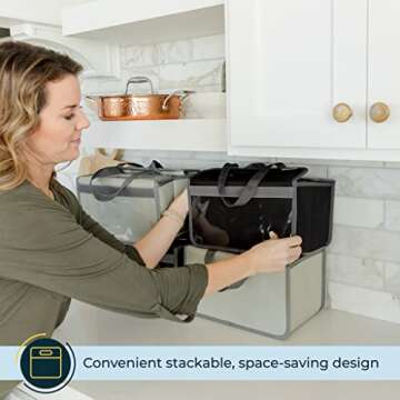 Jarganizer 6 Jar & Bottle Bag Drink Carrier Bundle – Foldable Tote Bag With 6 Amber Mason Jars, 12 Lids, 6 Straws, Markers & More – Great for Coffee, Cocktails, Smoothies & Other Beverages – Gray