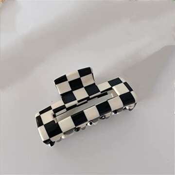 2Pcs Checkered Hair Claw Clips for Thick Hair - Strong Hold, Stylish Accessories