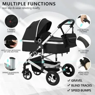 Luxurious 2 in 1 Convertible Baby Stroller for Modern Parents