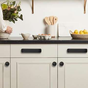 Khtumeware Stylish Matte Black Drawer Pulls - 20 Pack