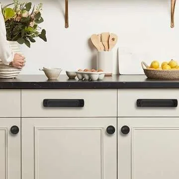 Khtumeware Stylish Matte Black Drawer Pulls - 20 Pack