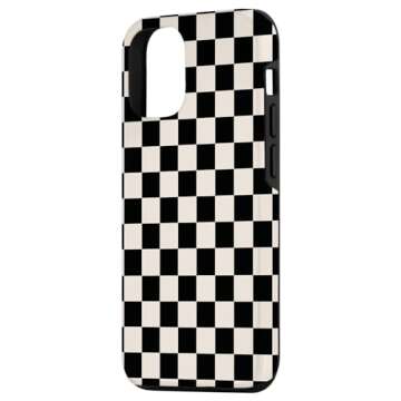 iPhone 12/12 Pro Black and Cream Checkered Checkerboard 60s 70s Aesthetic Case