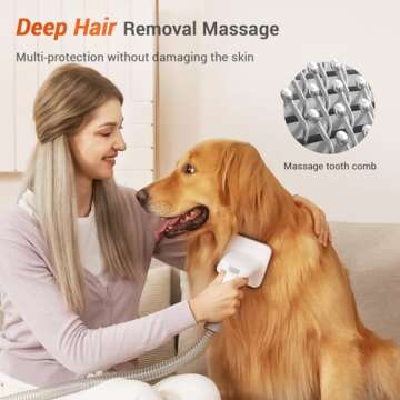 Afloia Innovative Pet Grooming Kit: Dog Brush Vacuum Attachment, Cat Brush with 1-1.5" Hoses Diamete...