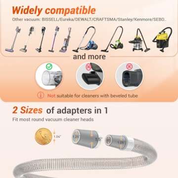 Afloia Innovative Pet Grooming Kit: Dog Brush Vacuum Attachment, Cat Brush with 1-1.5" Hoses Diameter Universal Adapter, Compatible with Most Round Vacuum Cleaners like Bissell, Eureka etc., Orange