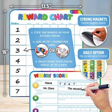 Large Magnetic Reward Chart for Kids with Custom Tasks