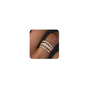 TOBENY Stackable Gold Rings for Women Non Tarnish Dainty 14K Gold Plated Stacking Cubic Zirconia Thu...