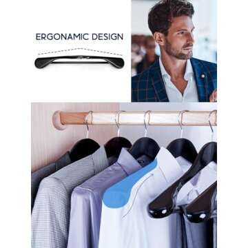 HOUSE DAY Wide Shoulder Wooden Hangers 12 Pack, Elegant Solid Wood Hangers for Heavy Clothes, Non-Sl...