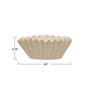 Creative Co-Op Fluted Stoneware, White Bowl