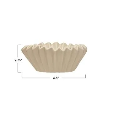 Creative Co-Op Fluted Stoneware, White Bowl