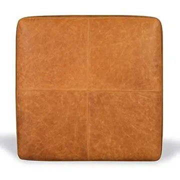 POLY & BARK Sequoia Ottoman in Full-Grain Pure-Aniline Italian Tanned Leather in Cognac Tan