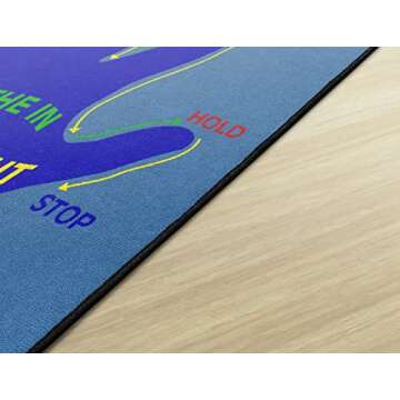 Flagship Carpets Get A Grip Childrens Time Out Children's Classroom or Playroom Carpet, Kids Room or Home Door Mat, Small Area Rug, 30" x 30", Rectangle, Blue