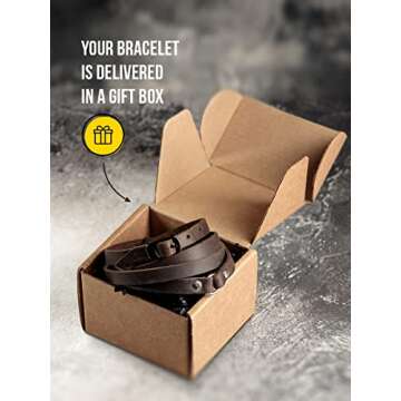 Genuine Leather Cuff Bracelets for Men and Women Adjustable Wrap Bracelet Handmade Gifts, Unisex Jewelry of Talisman Runes Amulet Friendship Wristband (dark brown)