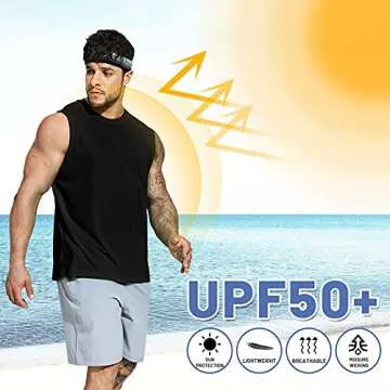 MIER Men's UPF 50 Rash Guard Swim Tank Top - Sun Protection